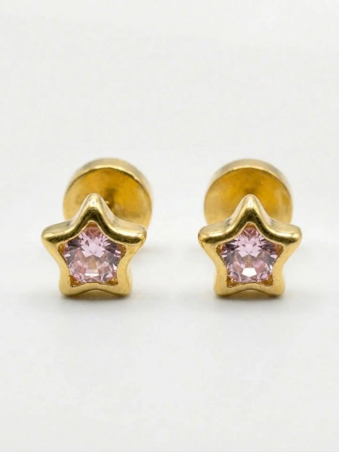 Aros Abridores Estrella Rosa de Francia Mediano Oro 18k 1