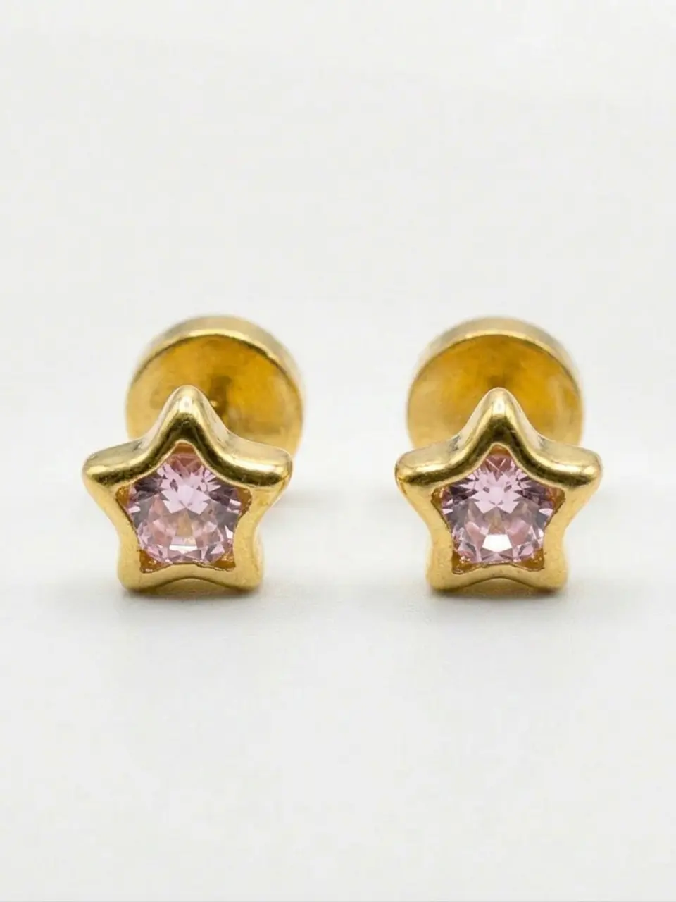 Aros Abridores Estrella Rosa de Francia Mediano Oro 18k 1