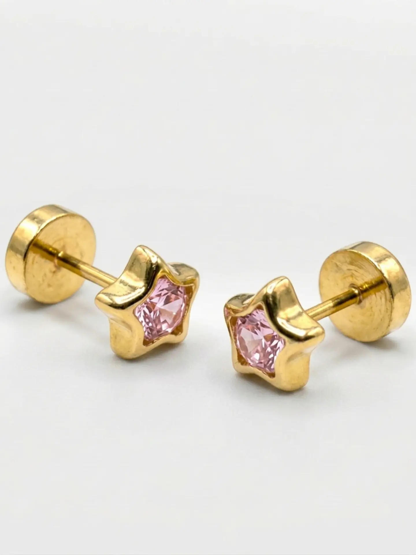 Aros Abridores Estrella Rosa de Francia Mediano Oro 18k 2