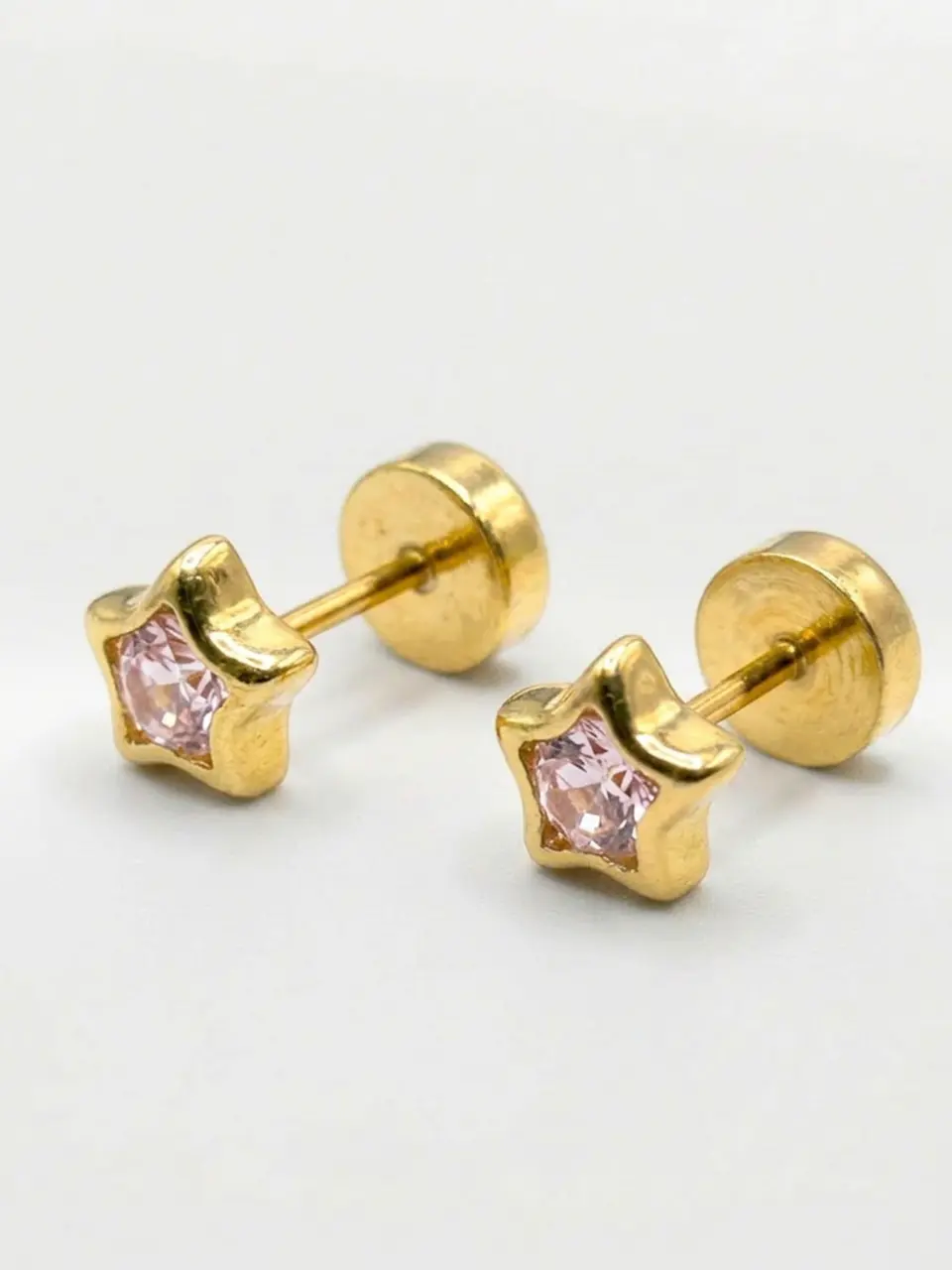 Aros Abridores Estrella Rosa de Francia Mediano Oro 18k 3