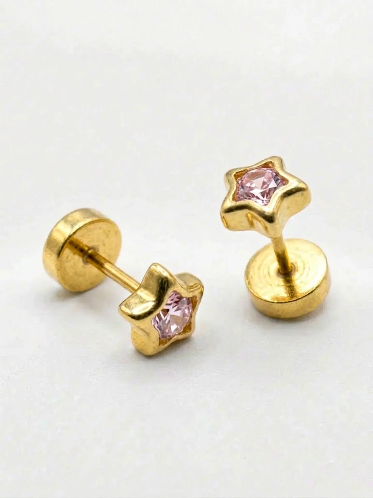 Aros Abridores Estrella Rosa de Francia Mediano Oro 18k 4