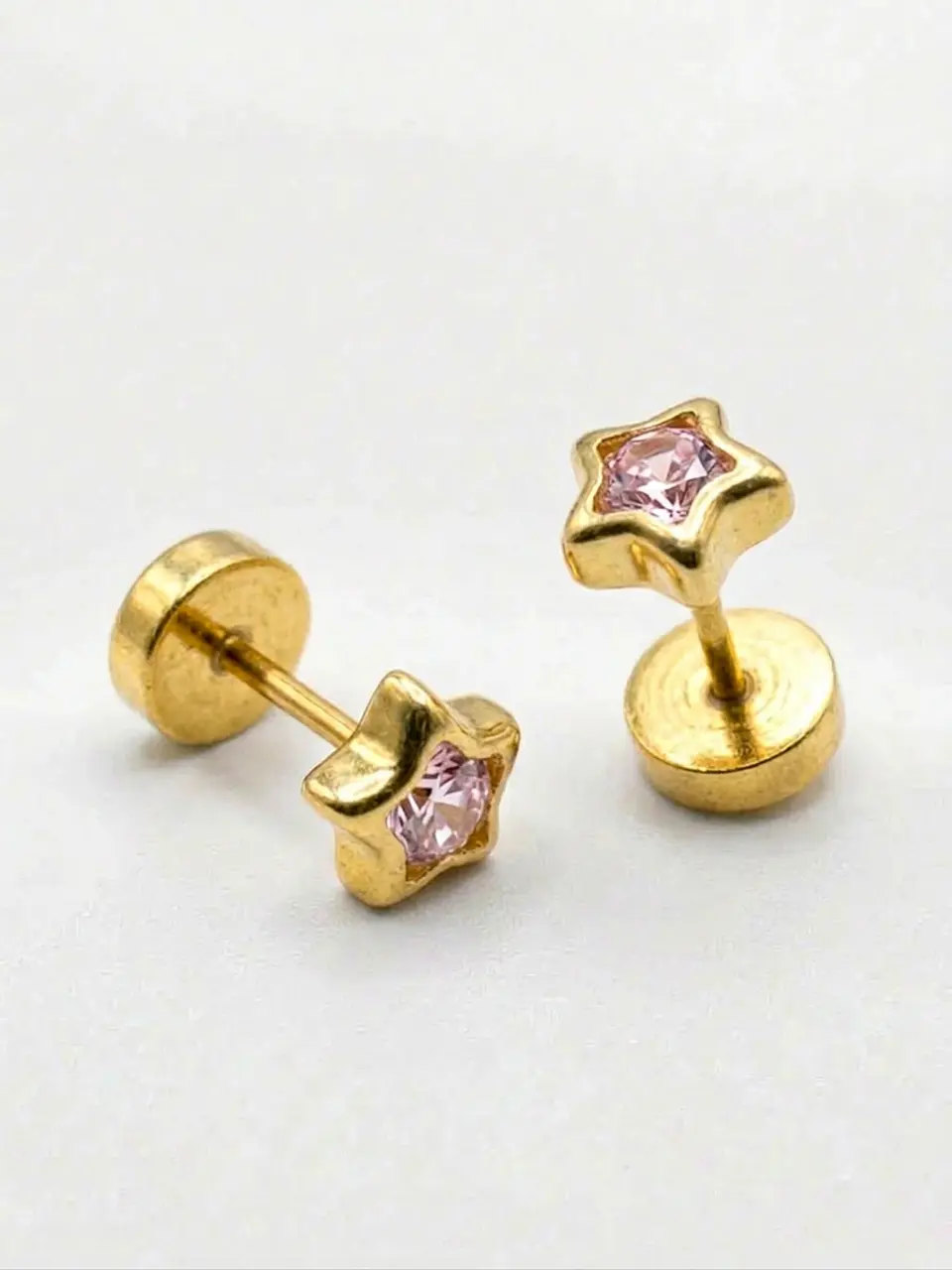 Aros Abridores Estrella Rosa de Francia Mediano Oro 18k 4