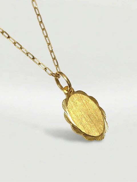 Cadena Americana Disco de Flores Oro 18k