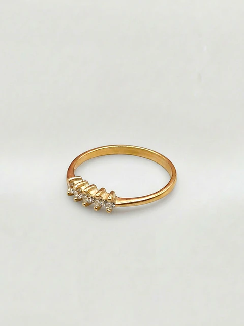 Anillo Medio Cintillo Pentálogo de Brillo Circón Oro 18k
