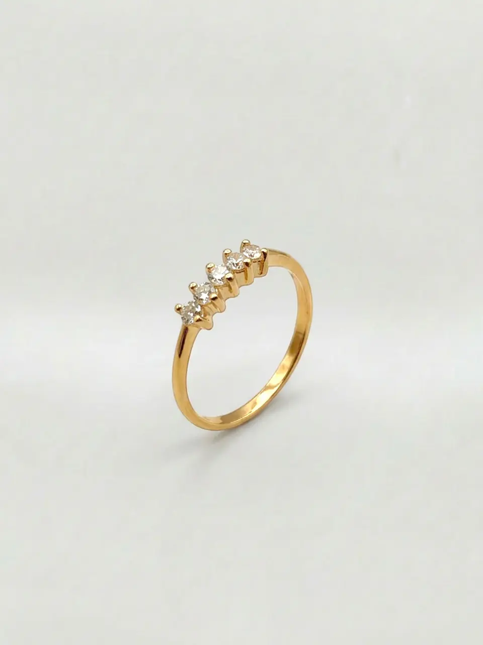 Anillo Medio Cintillo Pentálogo de Brillo Circón Oro 18k 3