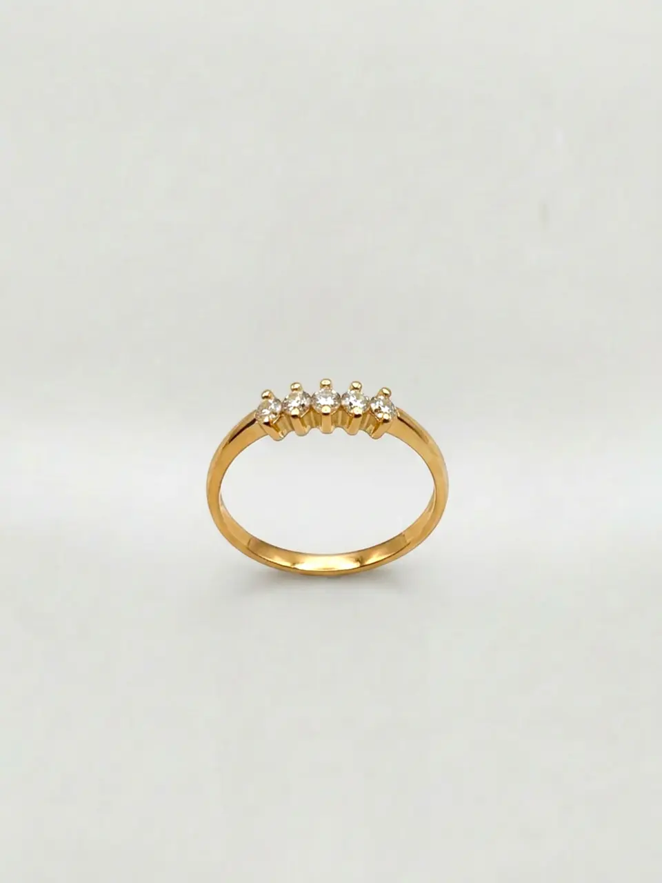 Anillo Medio Cintillo Pentálogo de Brillo Circón Oro 18k 1