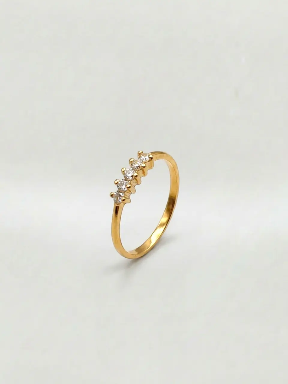Anillo Medio Cintillo Pentálogo de Brillo Circón Oro 18k 4