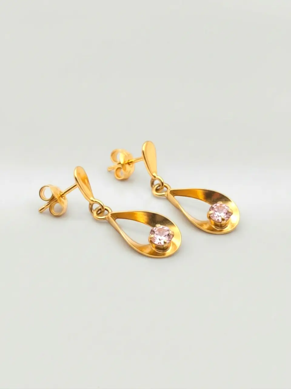 Aros Gota Rosa de Francia Colgante Oro 18k 1