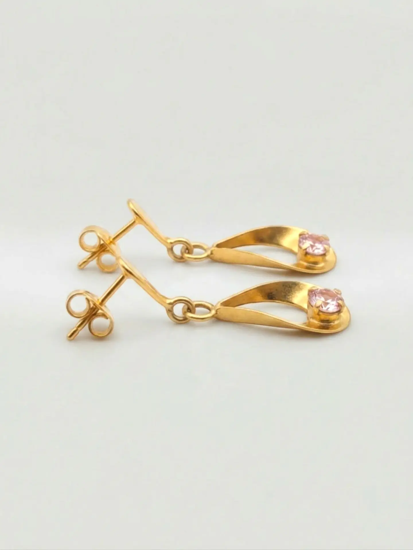 Aros Gota Rosa de Francia Colgante Oro 18k 2