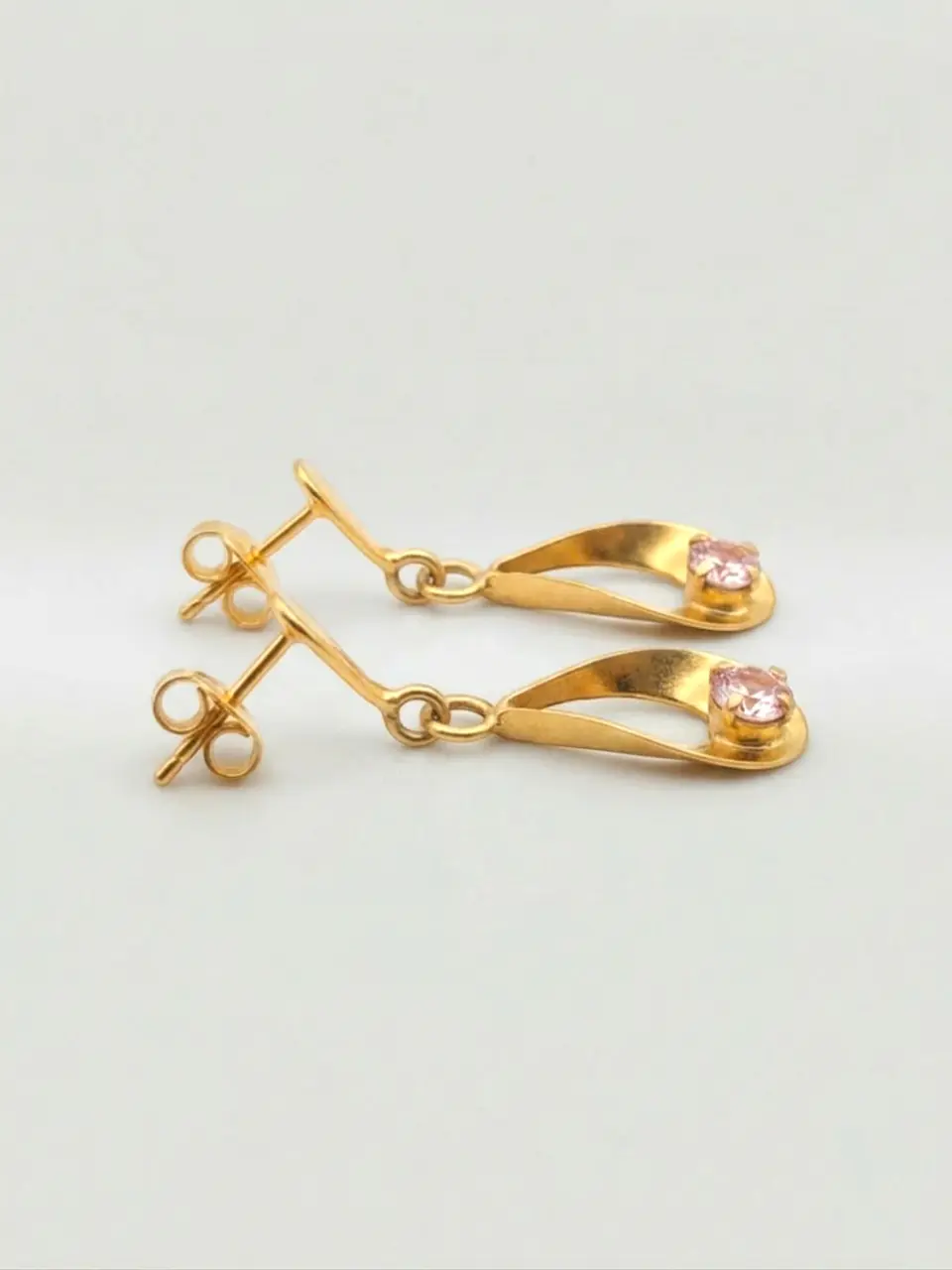 Aros Gota Rosa de Francia Colgante Oro 18k 2