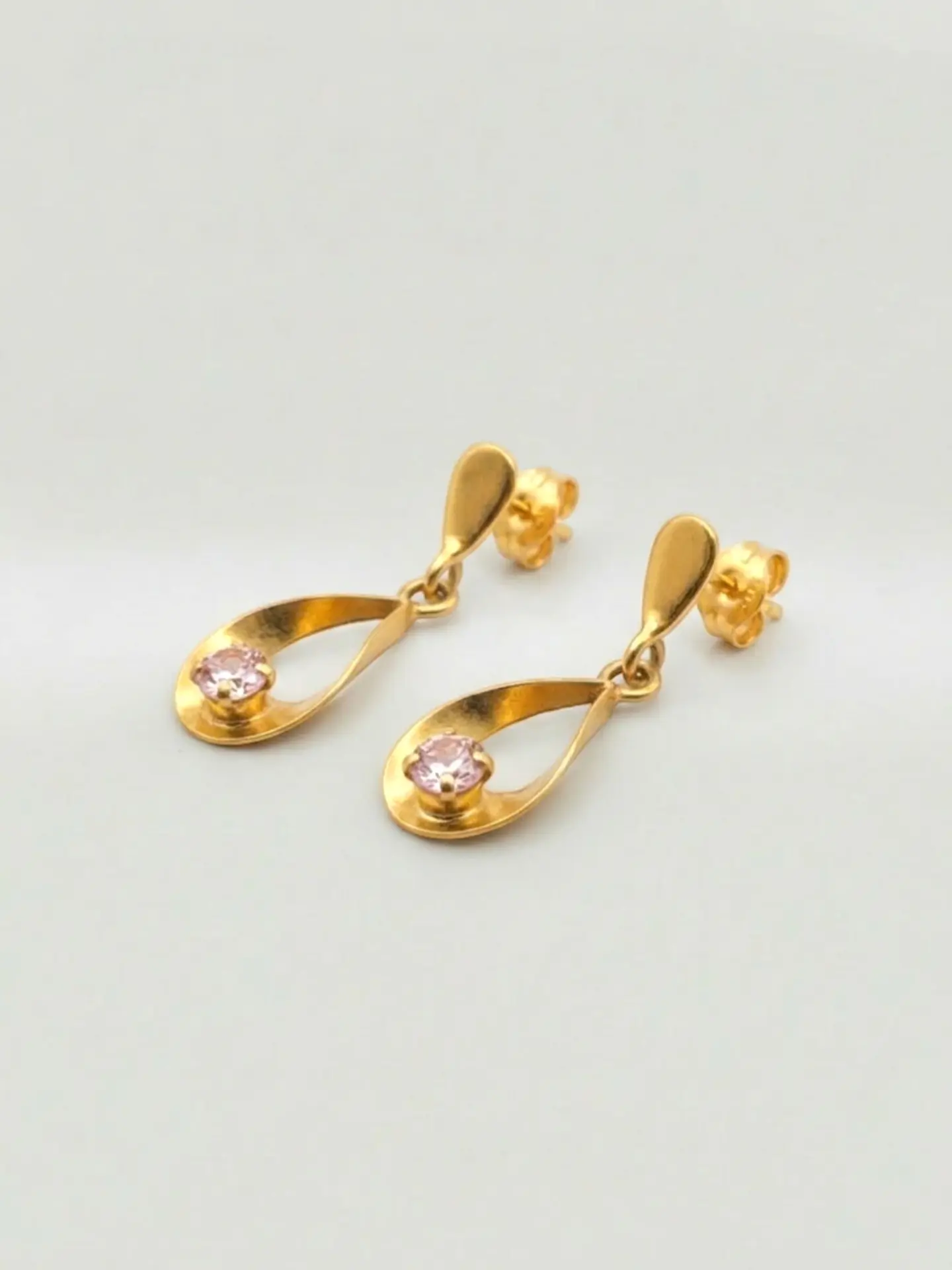 Aros Gota Rosa de Francia Colgante Oro 18k 3