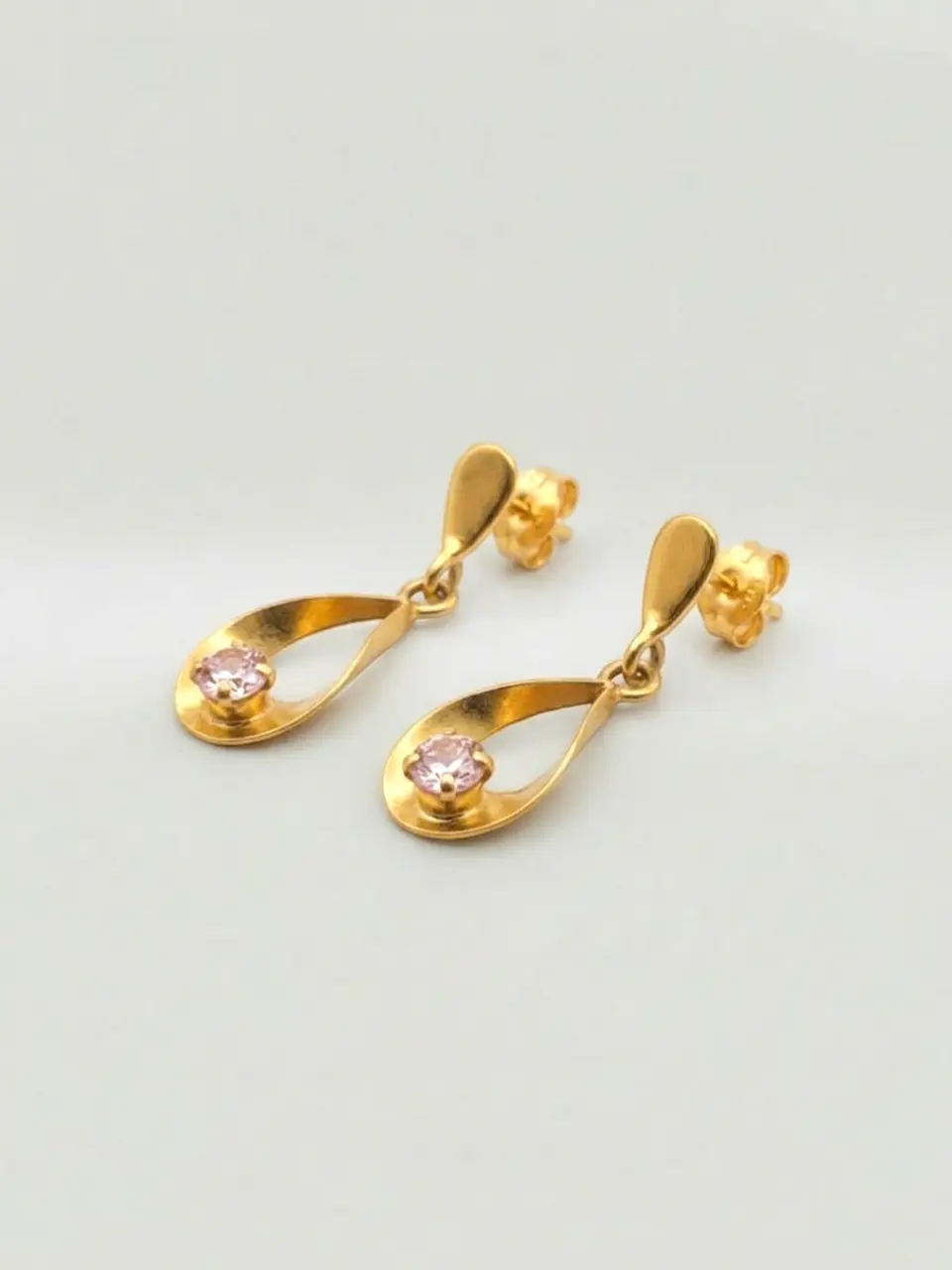 Aros Gota Rosa de Francia Colgante Oro 18k 3
