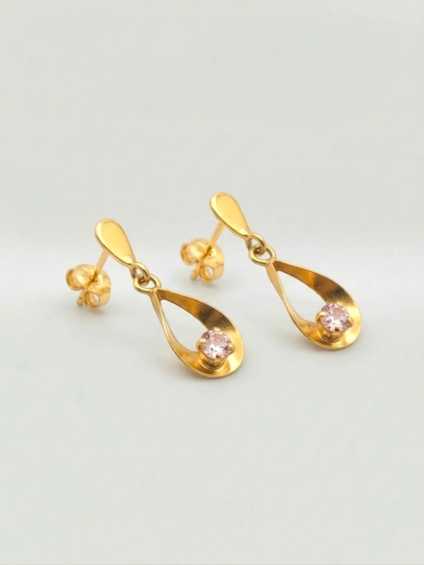 Aros Gota Rosa de Francia Colgante Oro 18k 4