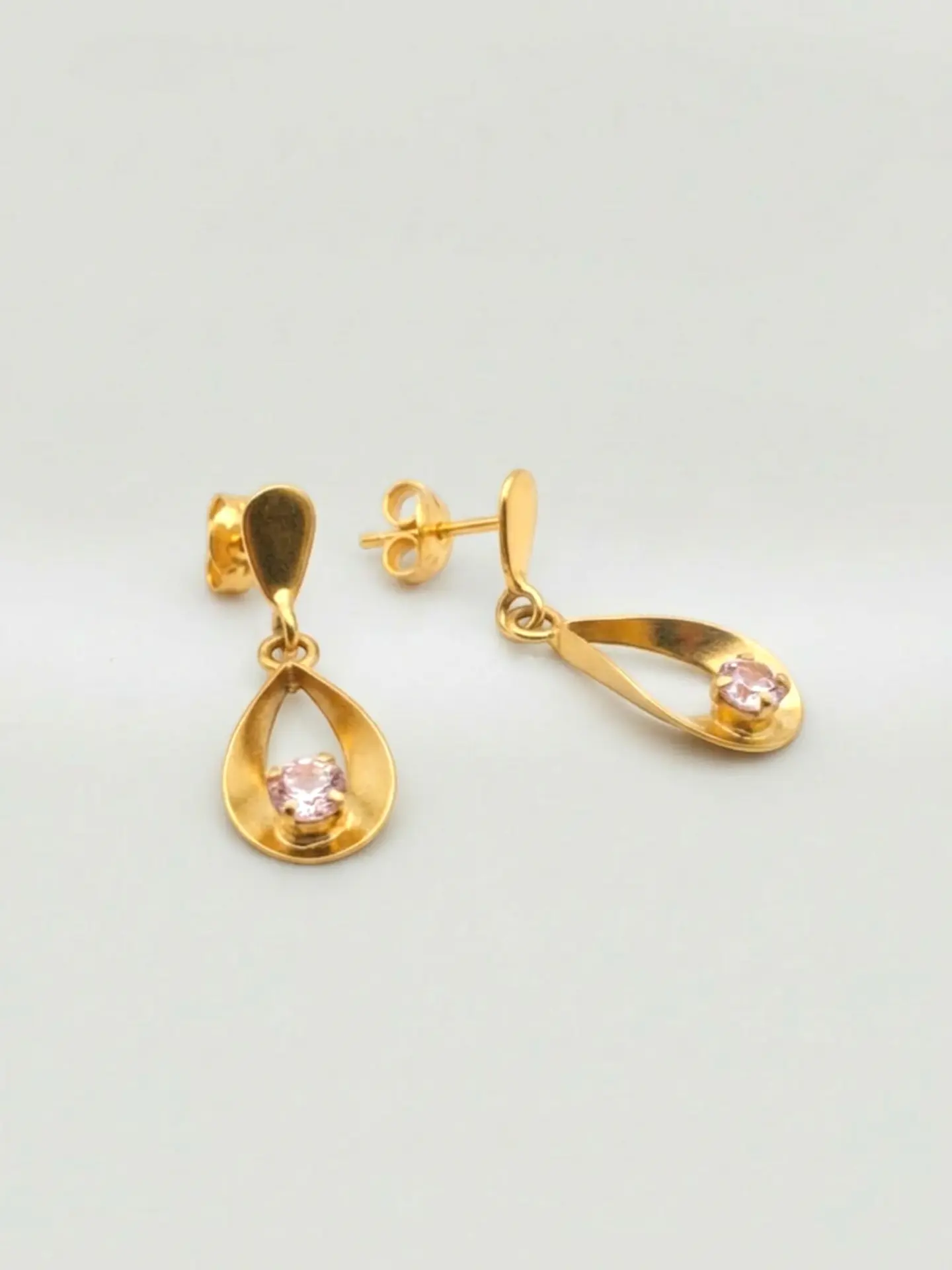 Aros Gota Rosa de Francia Colgante Oro 18k 5