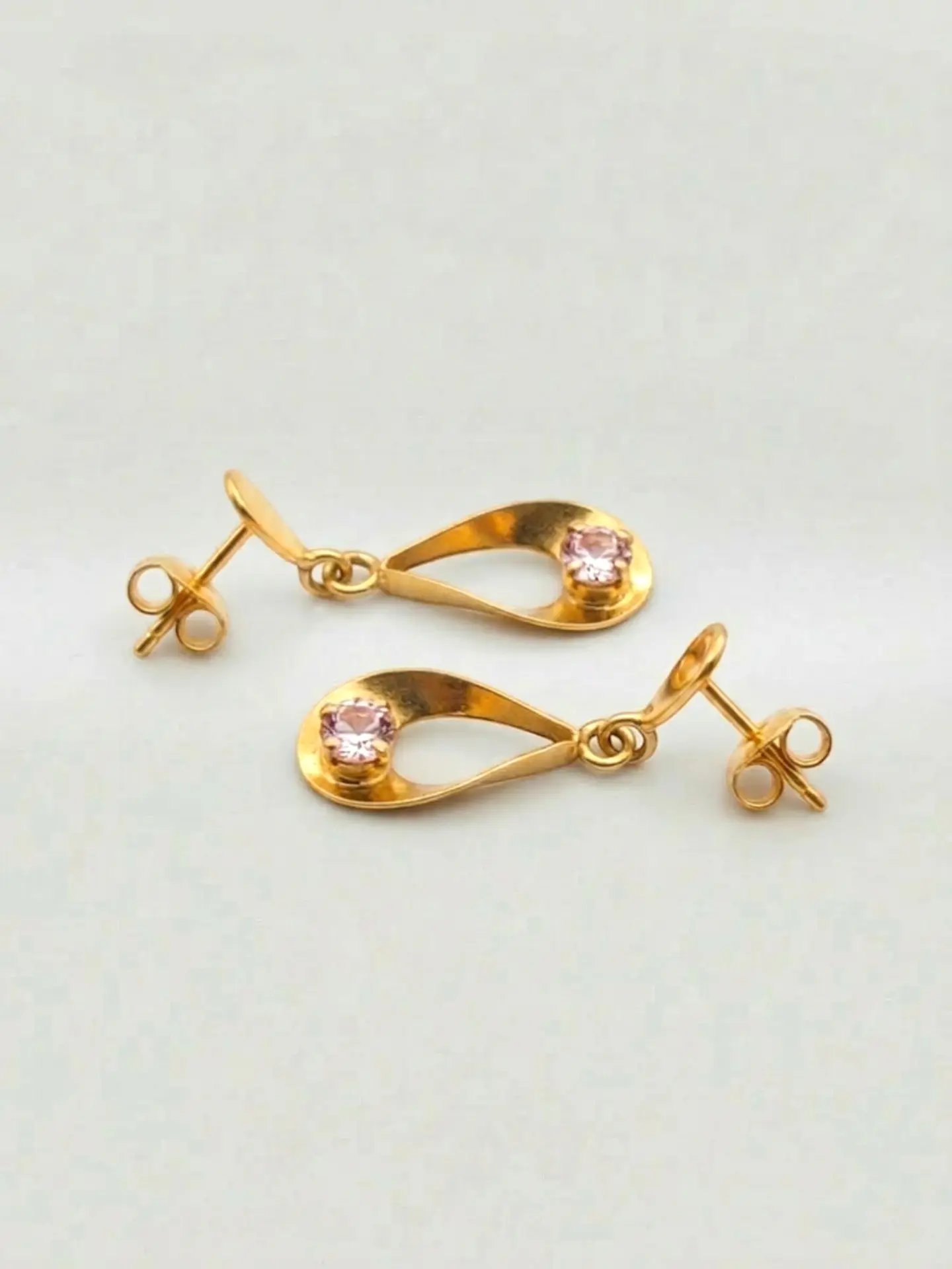 Aros Gota Rosa de Francia Colgante Oro 18k 6