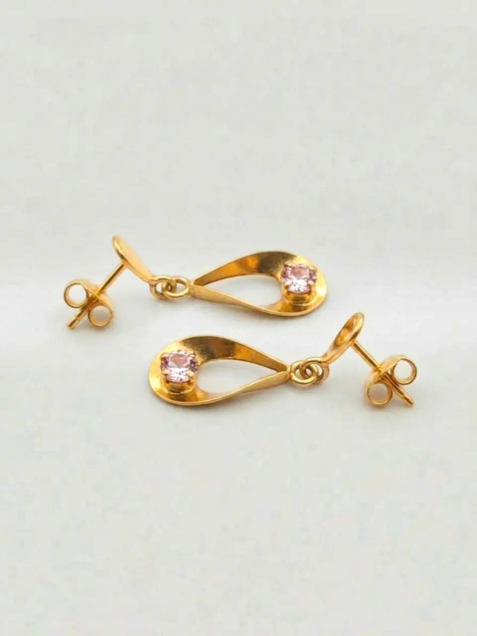 Aros Gota Rosa de Francia Colgante Oro 18k 6