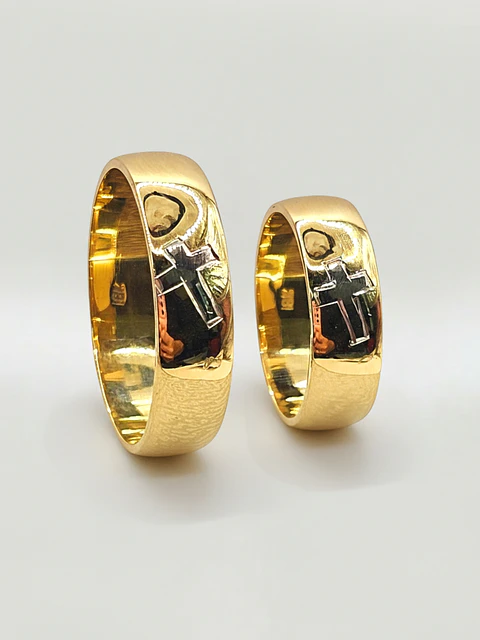 Argollas Matrimonio Bicolor Fe 8 mm Oro 18k