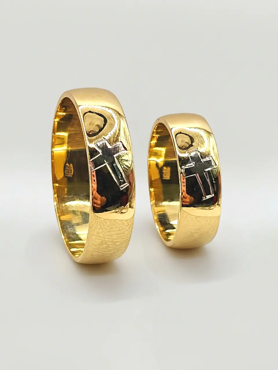 Argollas Nupciales Bicolor Fe 8 mm Oro 18k 2