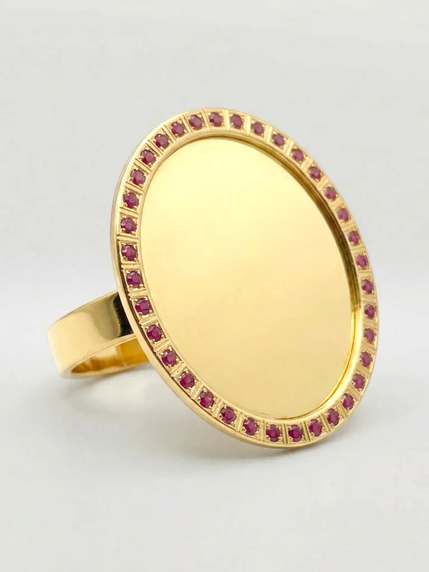 Anillo Tazo Disco de Rubíes Imperial Oro 18k 3