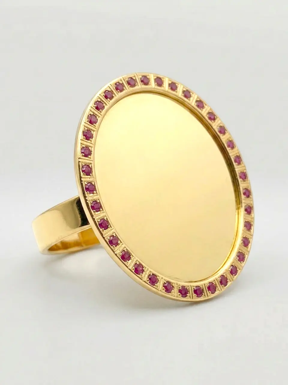Anillo Tazo Disco de Rubíes Imperial Oro 18k 3