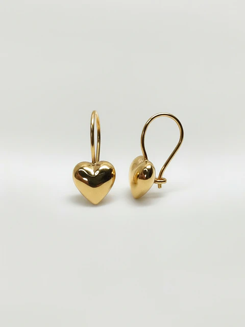 Aros Colgante Corazón Clásico Oro 18k