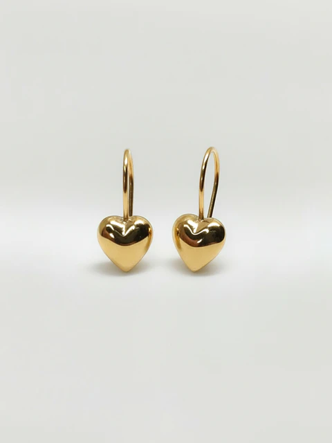 Aros Colgante Corazón Clásico Oro 18k