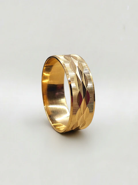 Argolla Individual Hojas Satín Grande Oro 18k