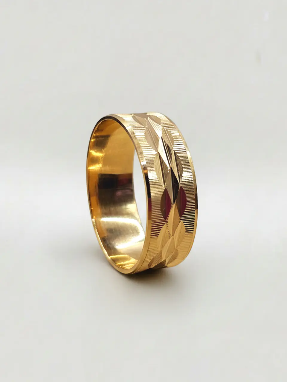 Argolla Individual Hojas Satín Grande Oro 18k 2