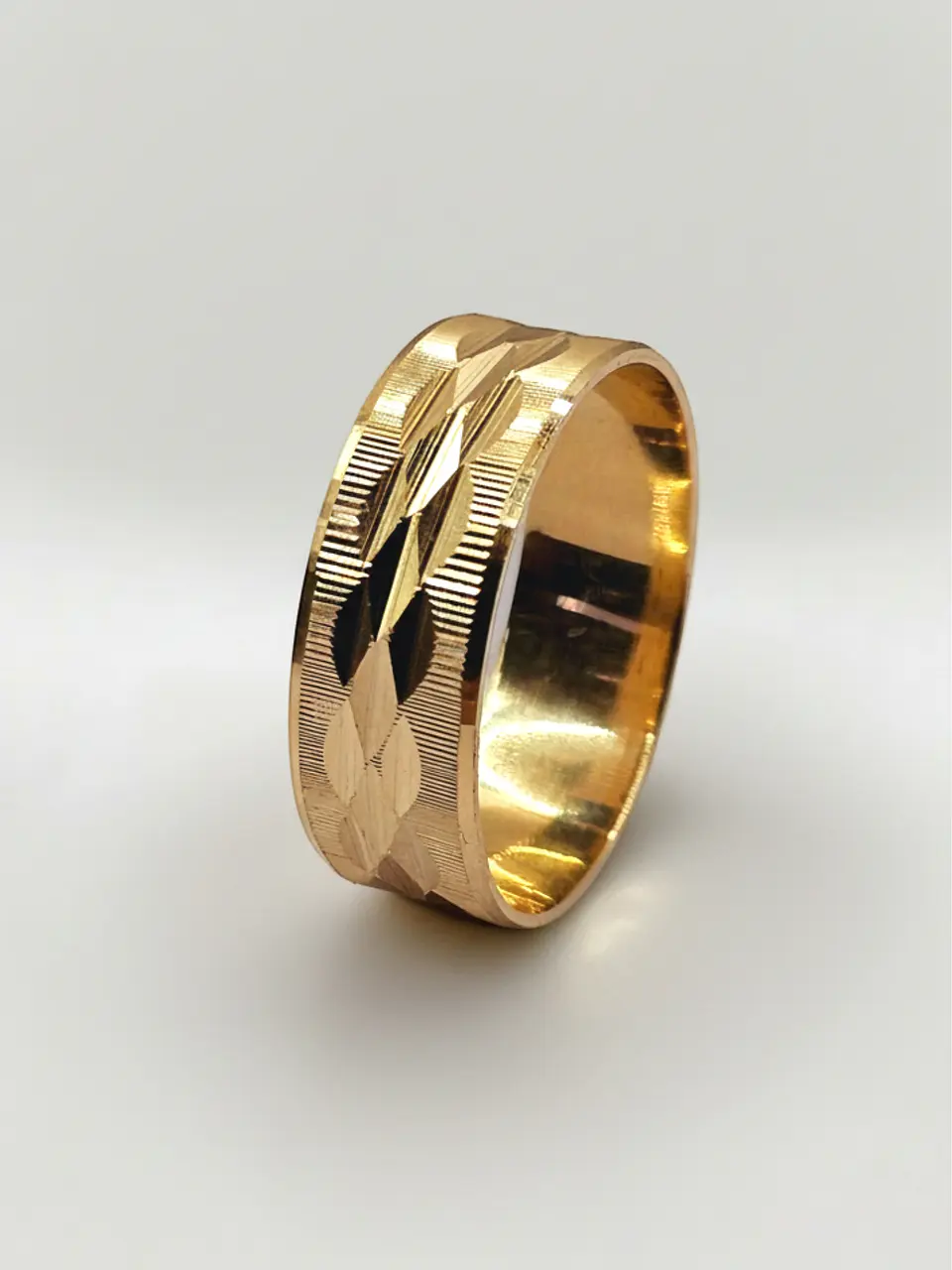 Argolla Individual Hojas Satín Grande Oro 18k 3