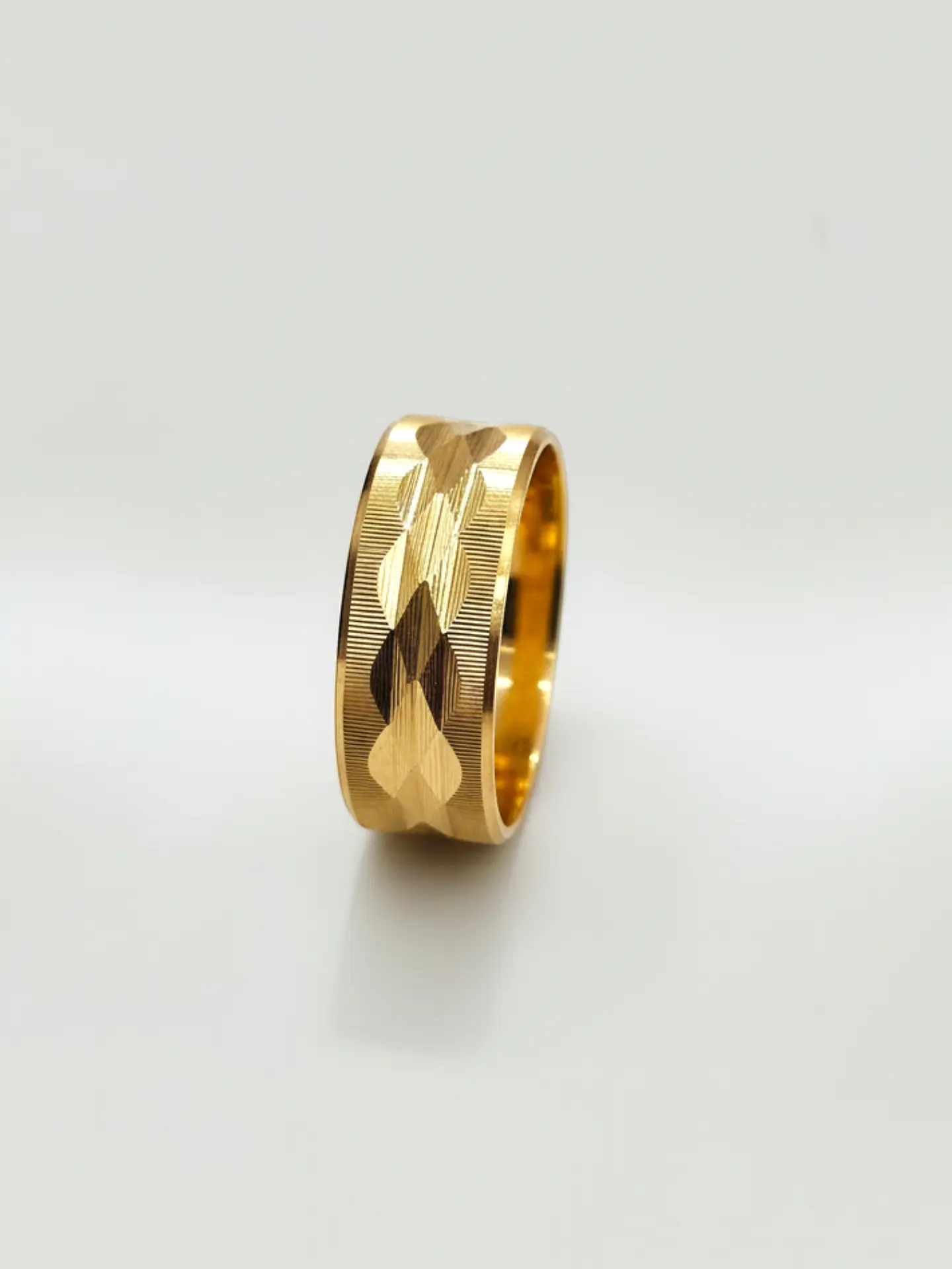 Argolla Individual Hojas Satín Grande Oro 18k 5