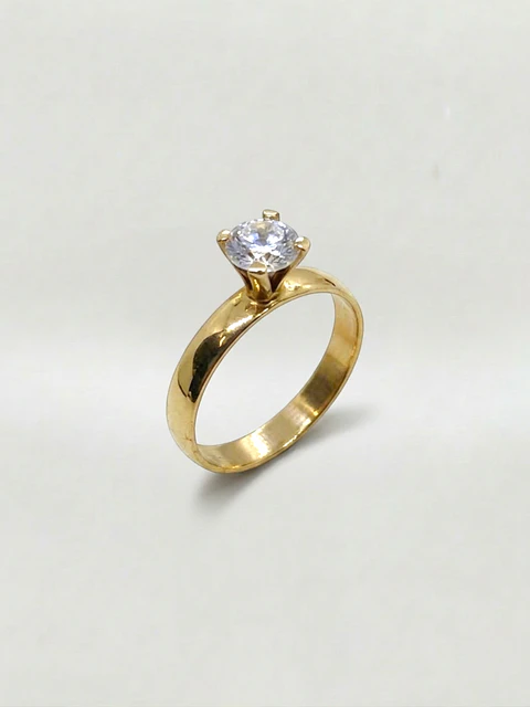 Anillo Solitario Esplendor Ancho Circón Oro 18k