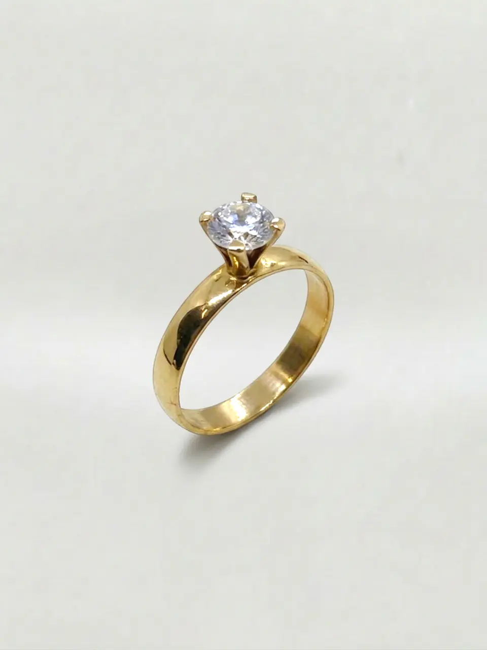 Anillo Solitario Esplendor Ancho Circón Oro 18k 2
