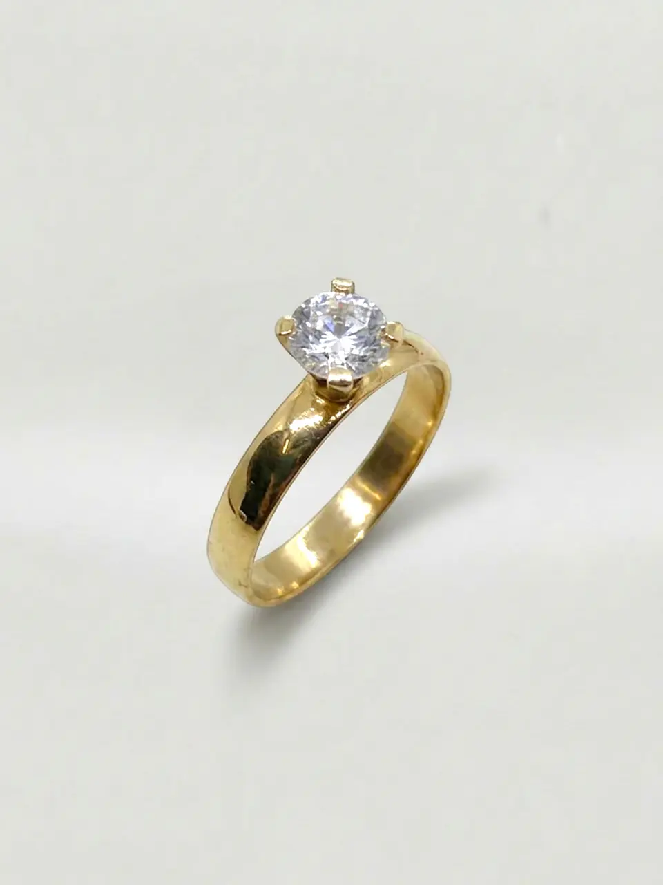 Anillo Solitario Esplendor Ancho Circón Oro 18k 3
