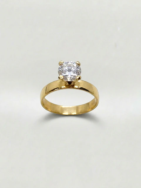 Anillo Solitario Esplendor Ancho Circón Oro 18k