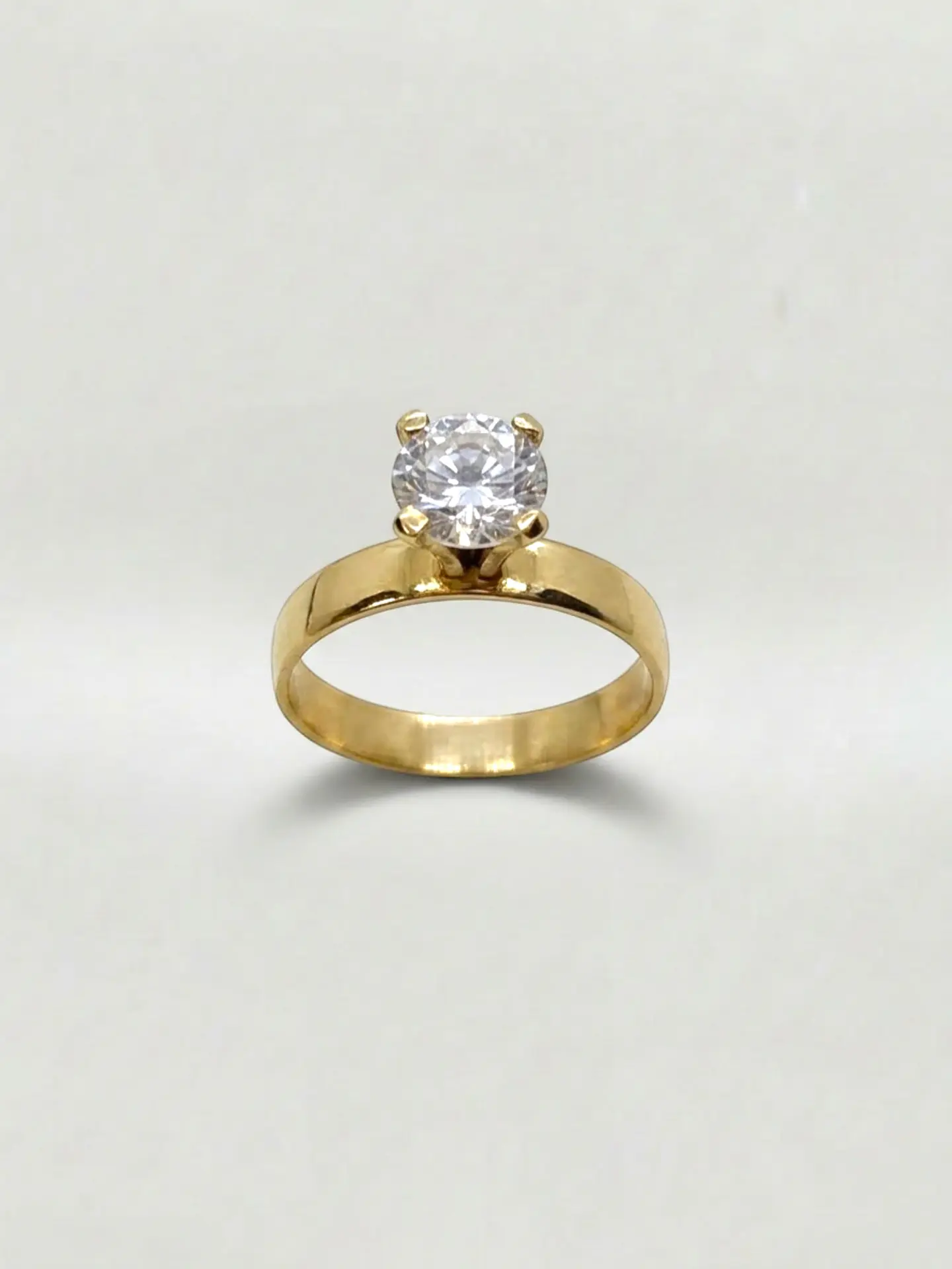 Anillo Solitario Esplendor Ancho Circón Oro 18k 1