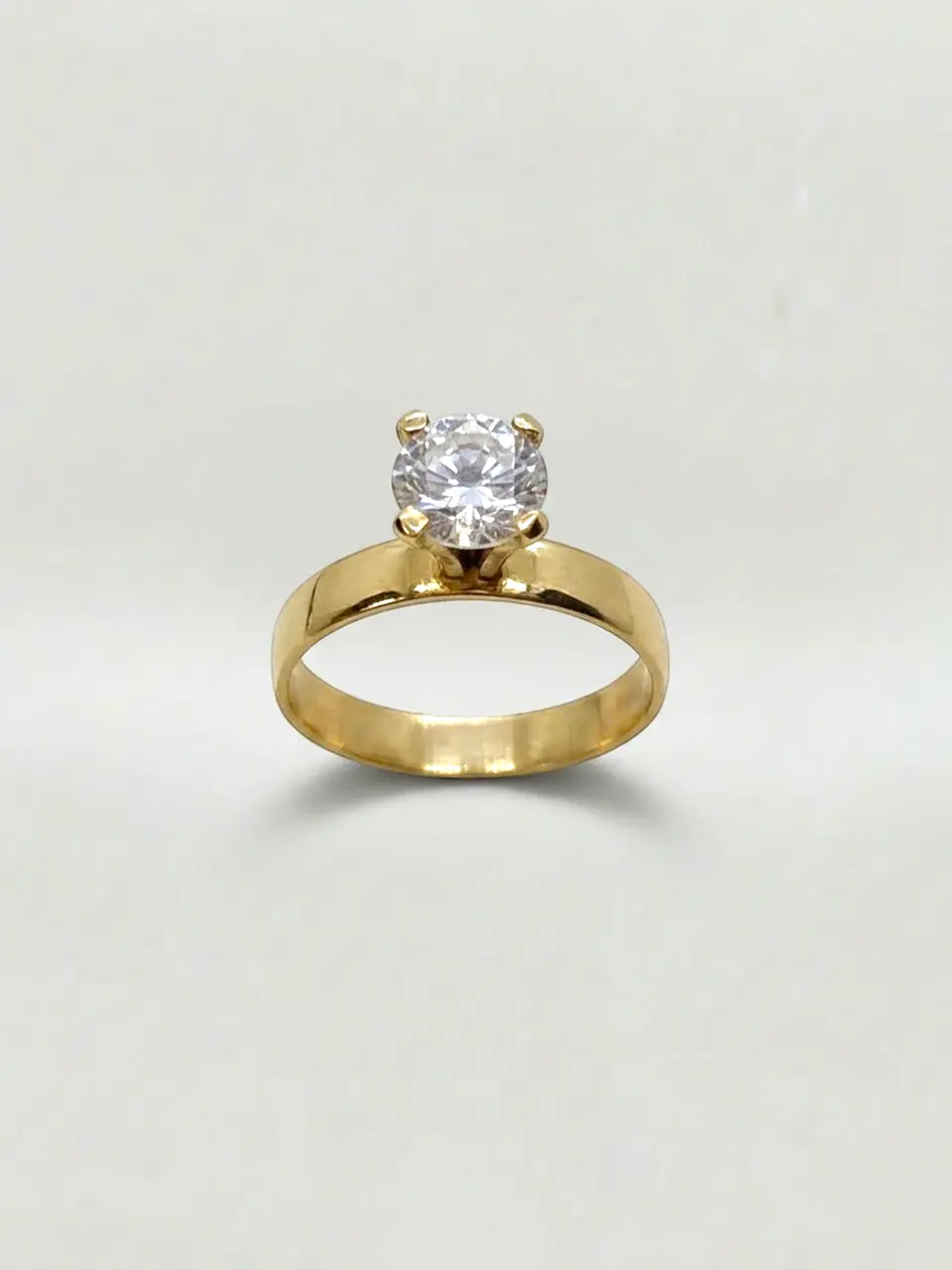 Anillo Solitario Esplendor Ancho Circón Oro 18k 1