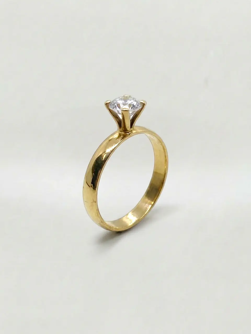 Anillo Solitario Esplendor Ancho Circón Oro 18k 5
