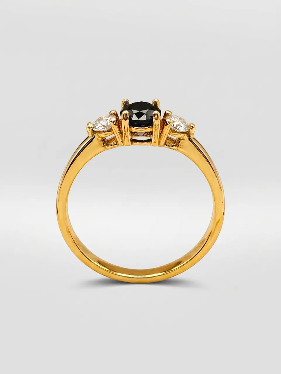 Anillo Princesa Ónix y Circones Oro 18k 5