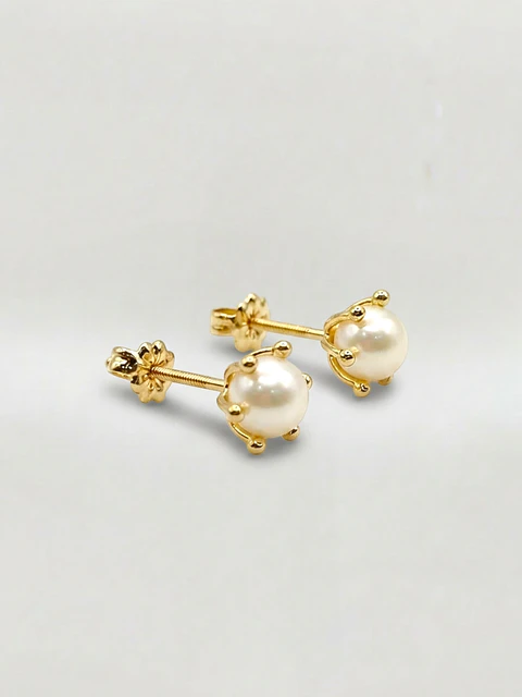 Aros Pistilo Perla Cultivada Majestuosa Grande Oro 18k