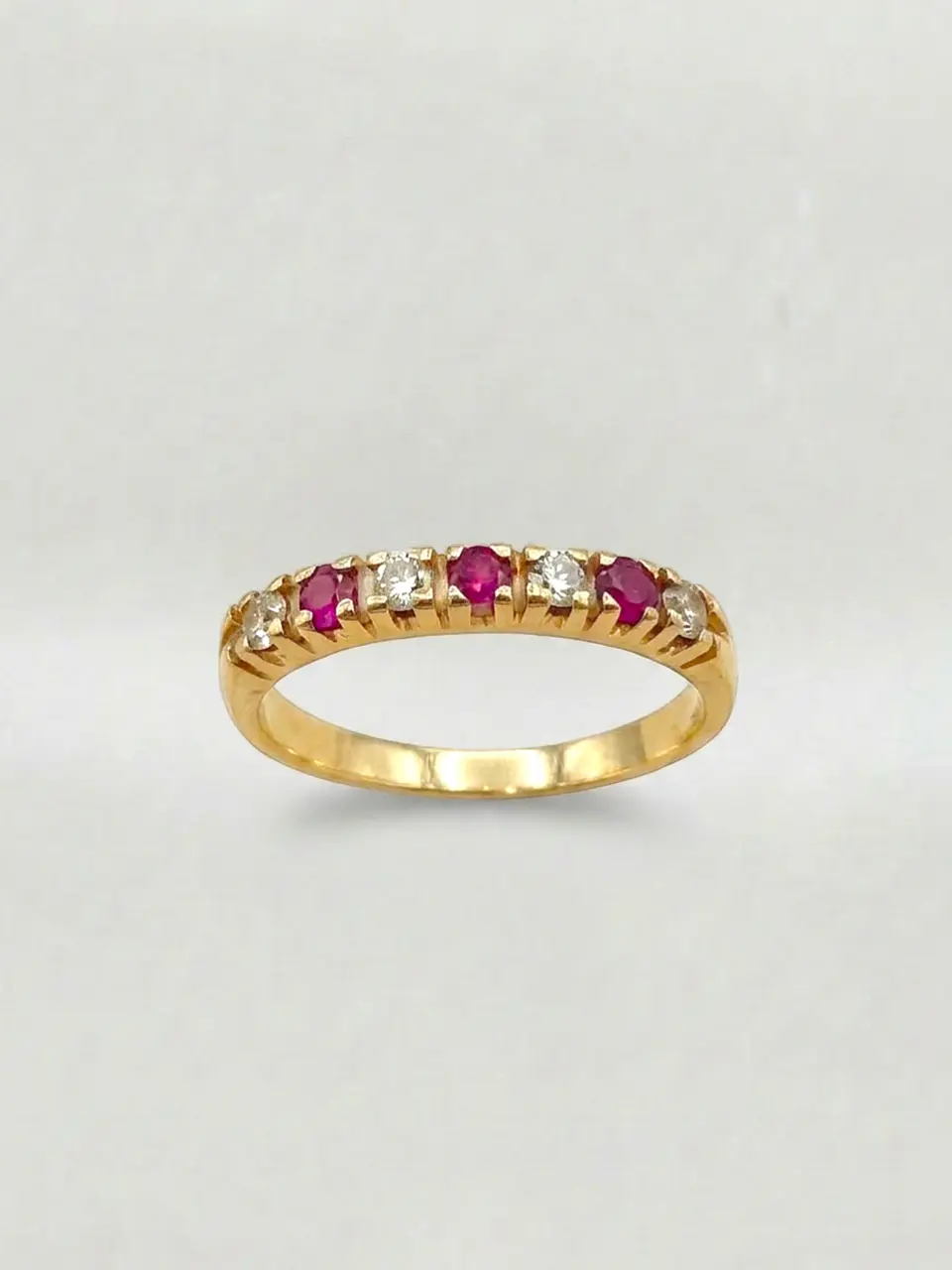 Anillo Medio Cintillo Pasión de Rubí y Circones Oro 18k 1