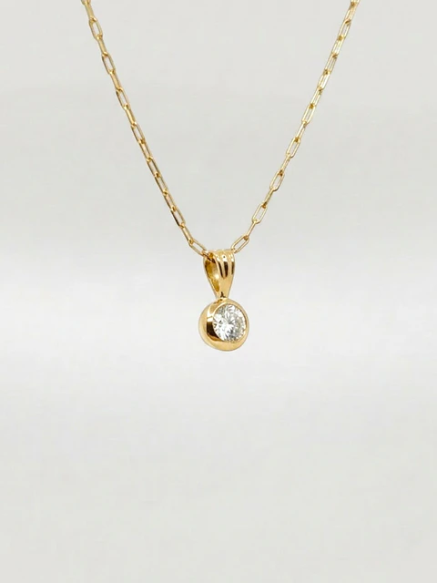 Cadena Esencia con Punto de Luz Circón Oro 18k