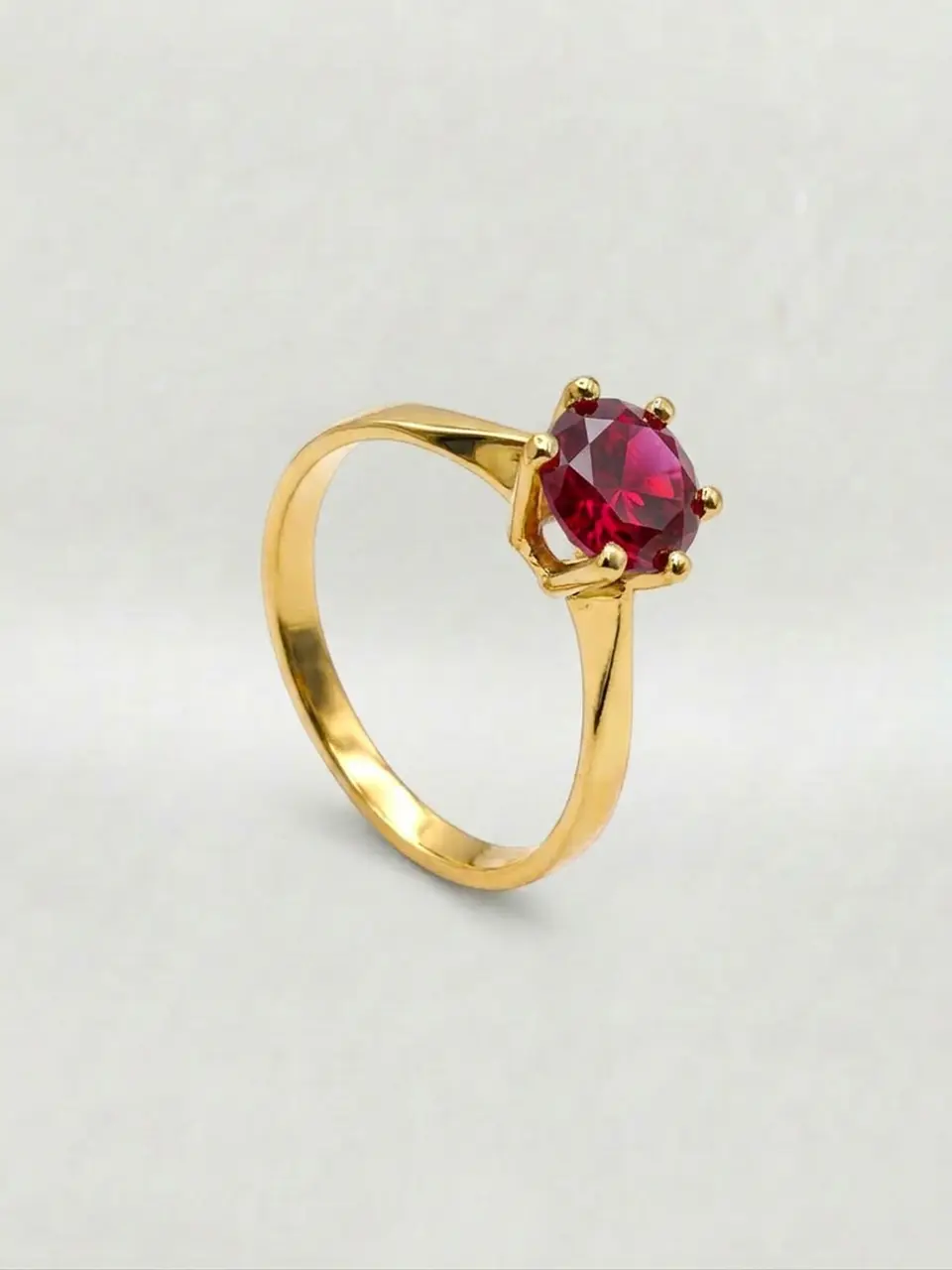Anillo Solitario Rubí Corona de 6 Puntos Oro 18k 4