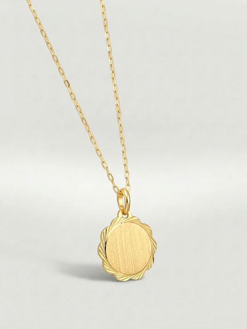 Cadena Disco de Flores Majestuoso Oro 18k