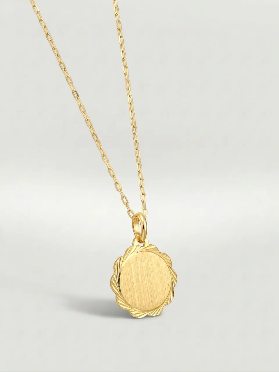 Cadena Disco de Flores Majestuoso Oro 18k 1