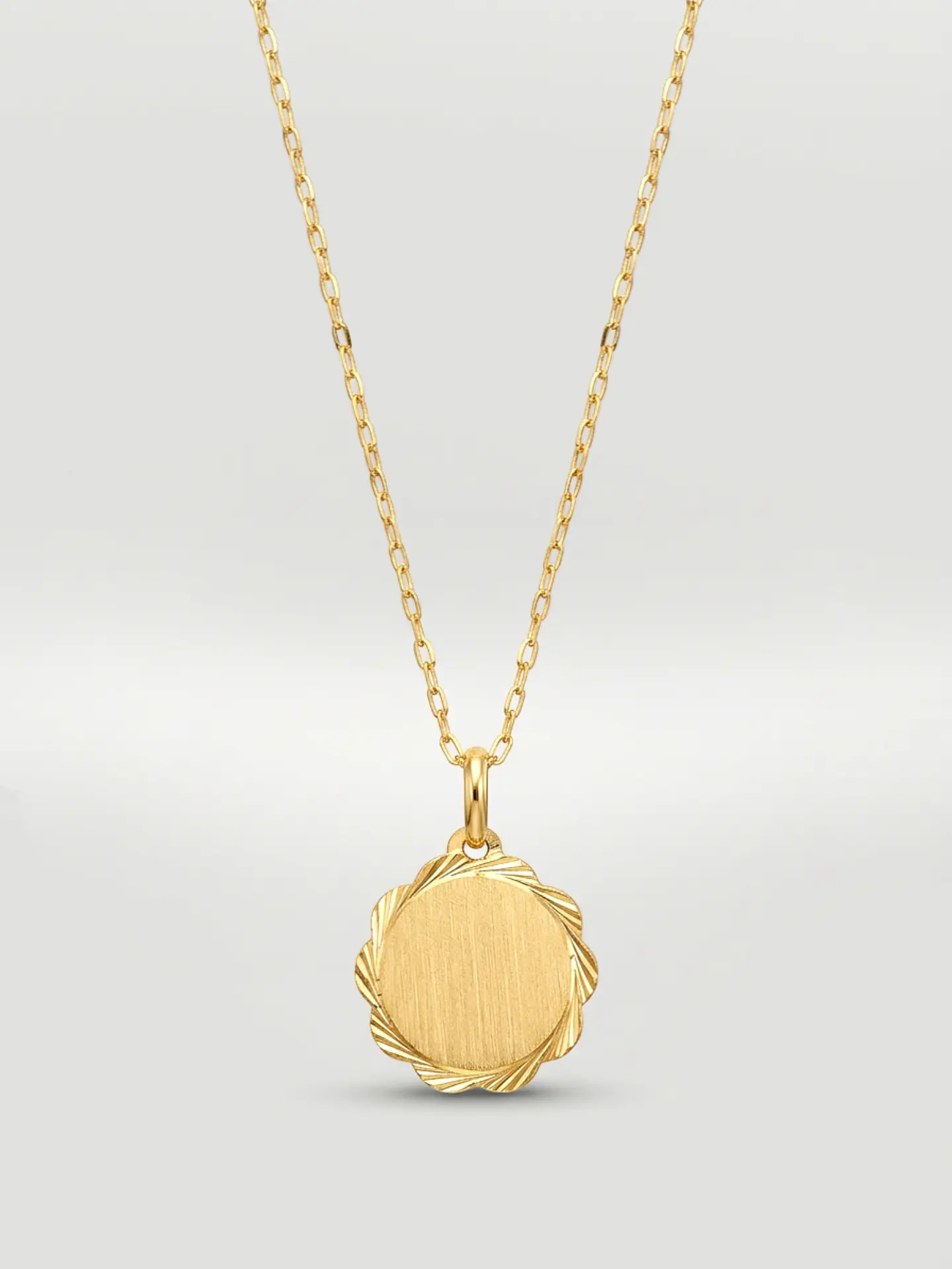 Cadena Disco de Flores Majestuoso Oro 18k 2