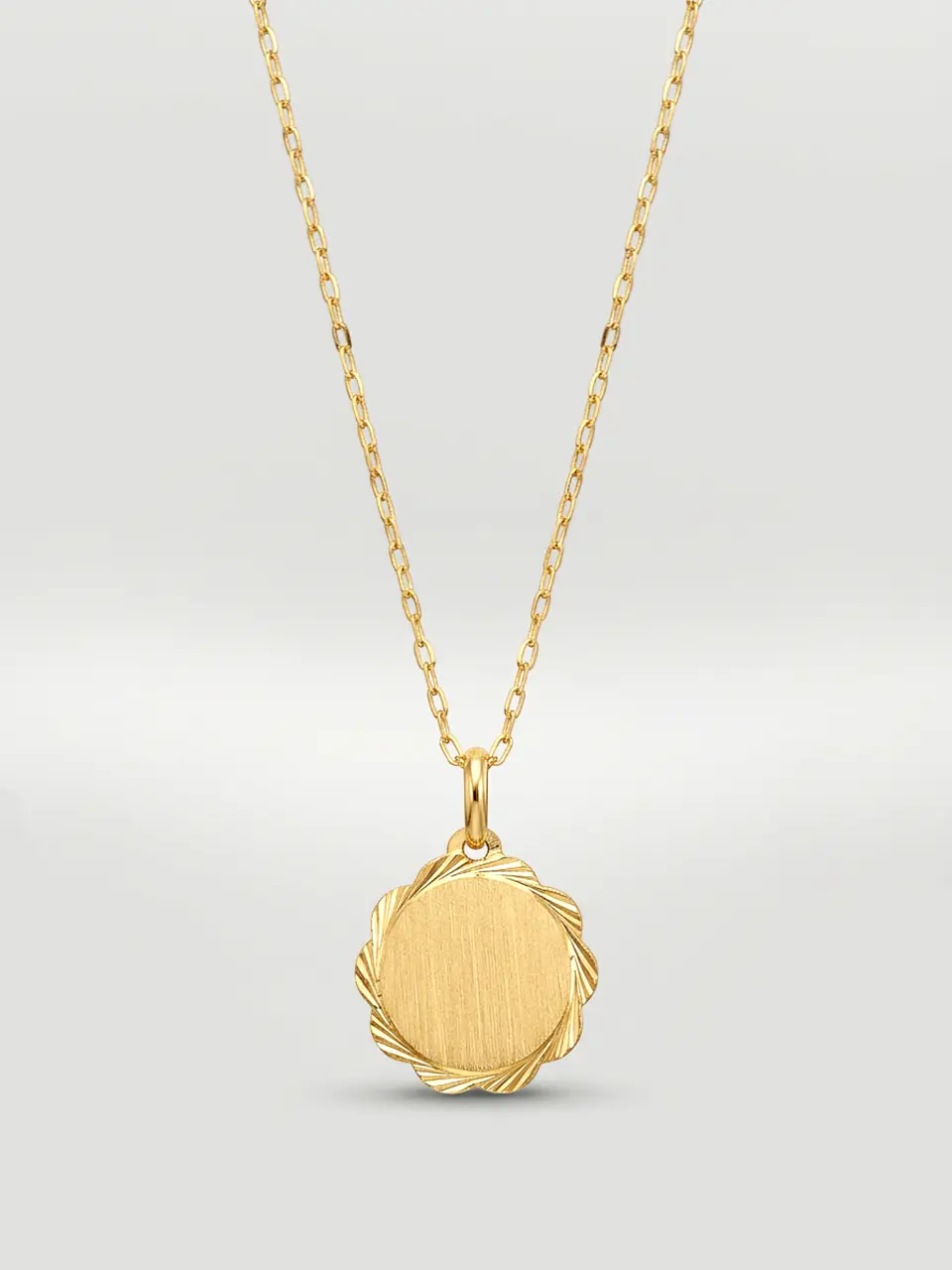 Cadena Disco de Flores Majestuoso Oro 18k 2