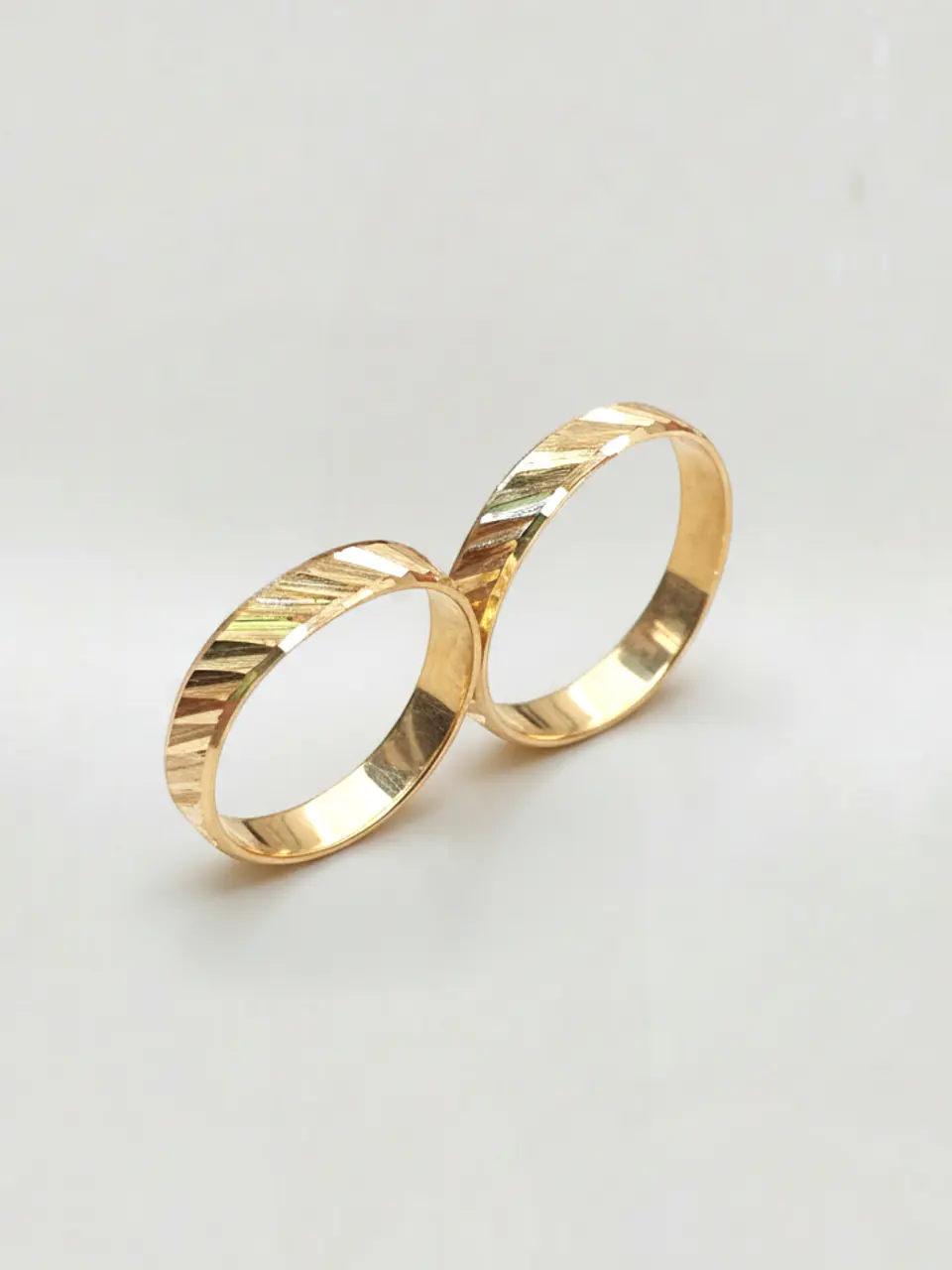 Argollas Nupciales Tallado Diagonal 3 mm Oro 18k 3
