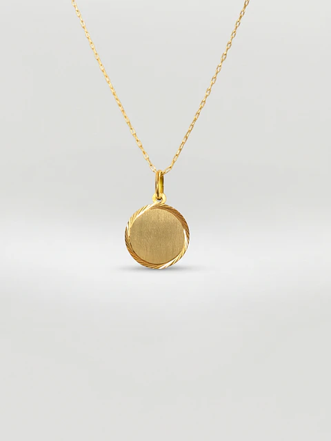 Cadena Disco Espejo Oro 18k