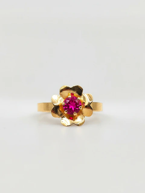 Anillo Flor de Rubí Pasión Oro 18k