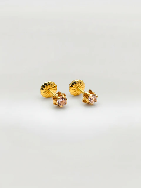 Aros Chatón Italiano Rosa de Francia Chico Oro 18k